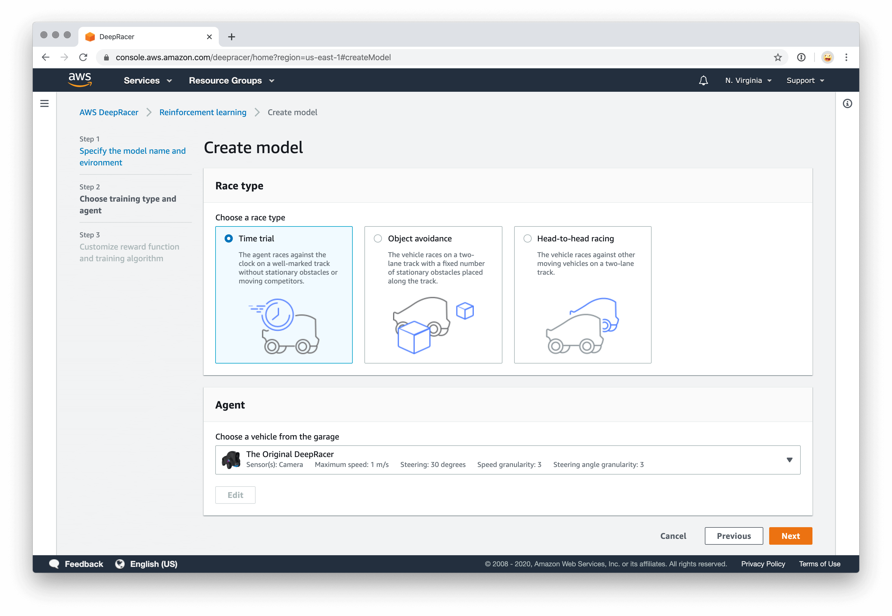 AWS DeepRacer Modell