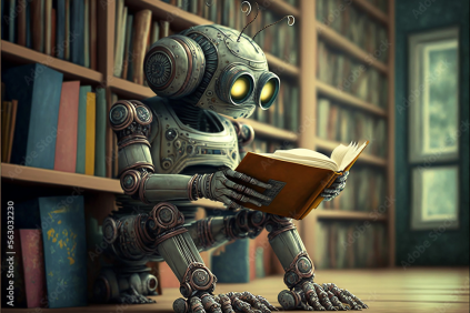 Robot reading a book